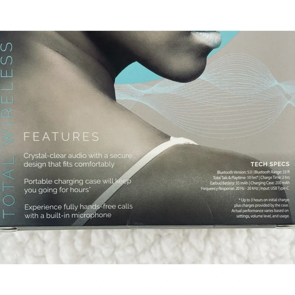 (NIB) ART + SOUND • White True Bluetooth Wireless Pro Earbuds w/ Charging Case - Picture 4 of 6